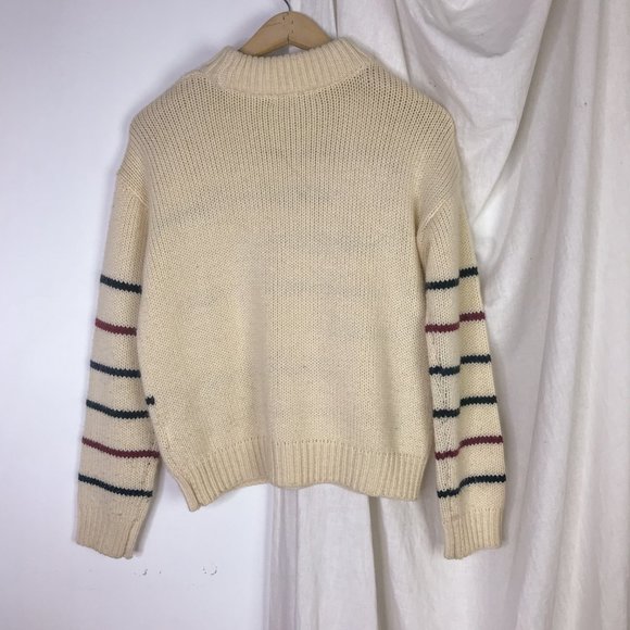 Beams Heart Japanese Striped White Sweater Minimal - Picture 4 of 7